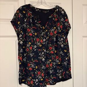 Size 2XL Blue and Red Floral Papermoon Shirt